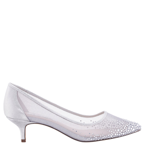 silver low heel dress shoes